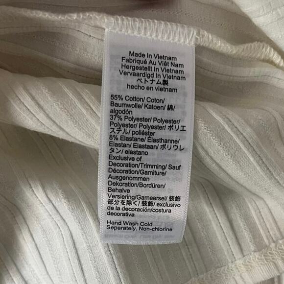 J.Crew Ivory Ribbed Pointelle Long Sleeve Tee M | Soft Scoop Neck Top NWT - Picture 6 of 6